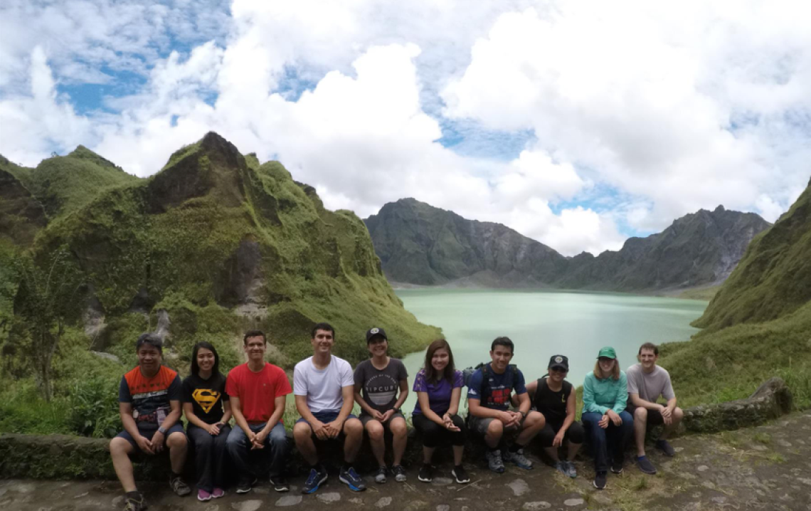 Armin Sorooshian, fourth from left, and his research colleagues gather for a photo after a hike on Mount Pinatubo, a volcano in the Philippines northwest of Manila. Sorooshian and his team spent three weeks in Manila investigating the nature of particulat