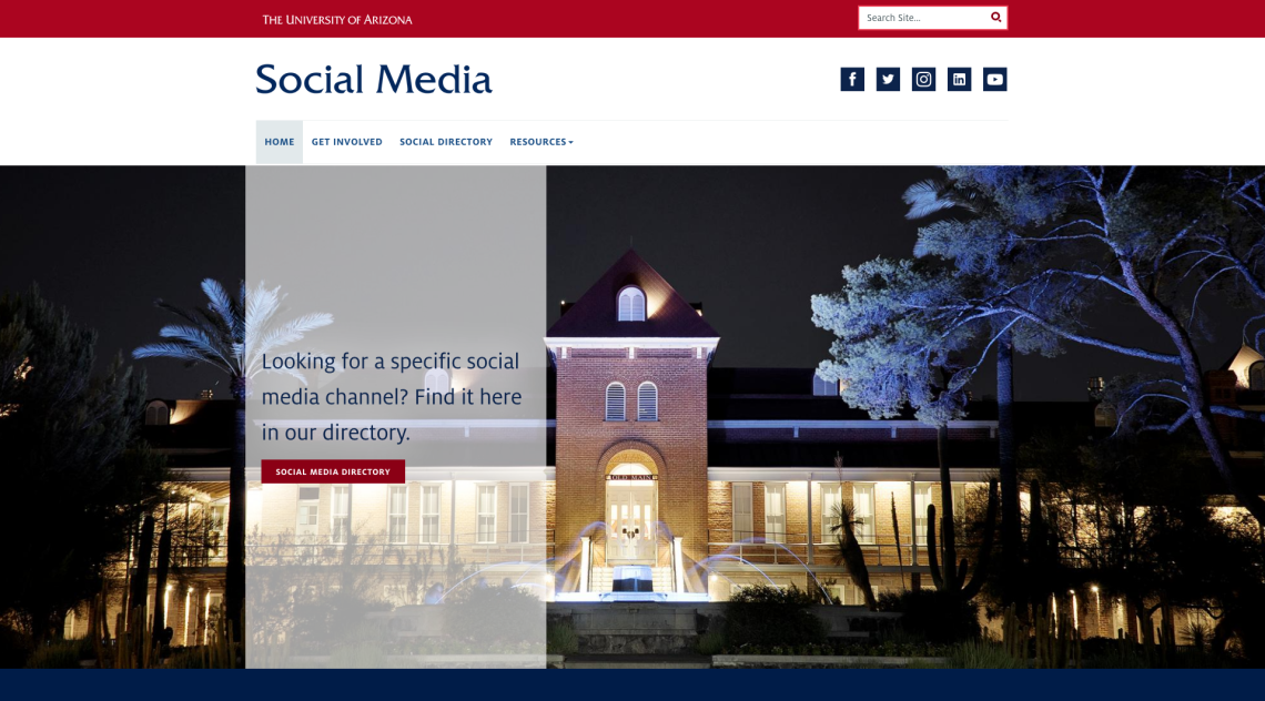 A new website from UA Marketing & Brand Management, social.arizona.edu, intends to be a repository of information and resources for the UA's social media managers.